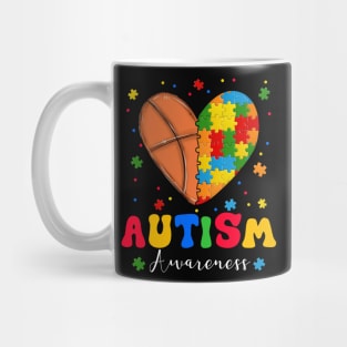 Puzzle Basketball Ball Heart Autism Awareness Autistic Mug